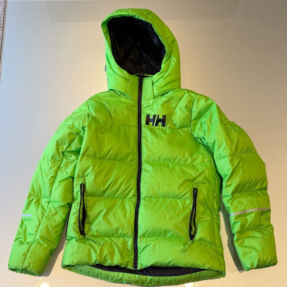 Kids Jacket Ski Helly Hansen Isfjord Down Parakeet Green size 10/140